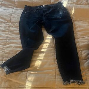 LOFT Dark Blue Distressed Ankle Jeans